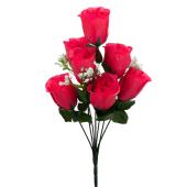 Artificial Rose Bud Bush 12" - Dozen - Fuchsia