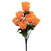 Artificial Rose Bud Bush 12"  - Dozen -  Orange