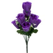 Artificial Rose Bud Bush 12"  - Dozen -  Purple