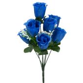 Artificial Rose Bud Bush 12"  - Dozen -  Royal Blue