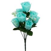 Decostar™ Artificial Rose Bud Bush 12" - Dozen - Turquoise