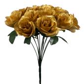 Artificial Rose Bouquet 12" - Gold