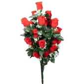 Artificial 36 Head Rose Bud Bush 24" - Red