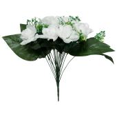 Decostar™ Artificial 13 Head Rose Bush 15" - White