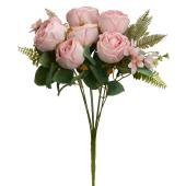 Decostar™ Artificial 6 Head Rose Bush 17" - Pink