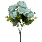 Artificial 5 Head Peony Bush 12" - Blue