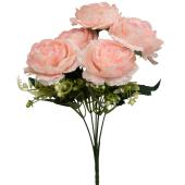 Artificial 5 Head Peony Bush 12" - Pink