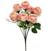 Decostar™ Artificial 5 Head Rose Bush 12" - Ivory & Pink