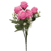 Artificial 5 Head Rose Bush 12" - Lavender