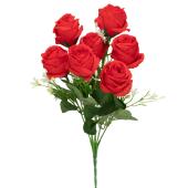 Decostar™ Artificial 5 Head Rose Bush 12" - Red