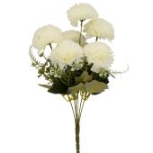Artificial 6 Head Carnation Bush 12" - White