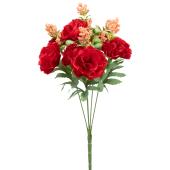 10 Head Carnation Bush With Berries 13" - Red