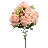 12 Head Bulgarian Rose And Snow Ball Hydrangea Bush 19\" - Pink