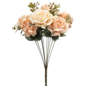 10 Head Antique Rose And Hydrangea Bush 18\" - Blush & Ivory