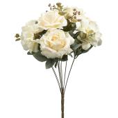 10 Head Antique Rose And Hydrangea Bush 18\" - White
