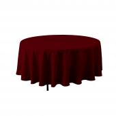 Economy Round Polyester Table Cover 132" - Burgundy