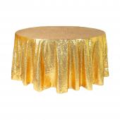 Economy Round Sequin Table Cover 108" - Gold