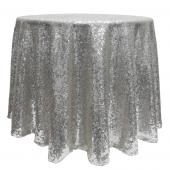 Economy Round Sequin Table Cover 108" - Silver