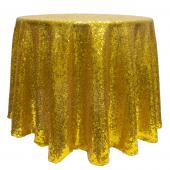 Economy Round Sequin Table Cover 120" - Gold