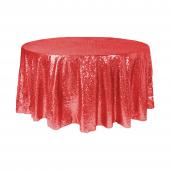 Economy Round Sequin Table Cover 120" - Red