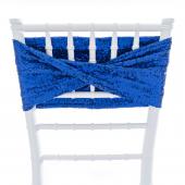 Economy Twisted Sequin Spandex Chair Sash - 6 pieces - Royal Blue