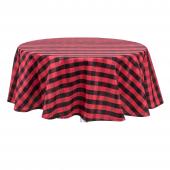 Buffalo Plaid Round Polyester Table Cover 60" - Red & Black