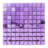Decostar™ Shimmer Wall Panels w/ Black Backing & Square Sequins - 24 Tiles - Lavender