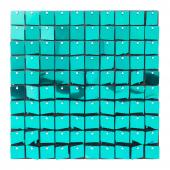 Decostar™ Shimmer Wall Panels w/ Black Backing & Square Sequins - 24 Tiles - Turquoise