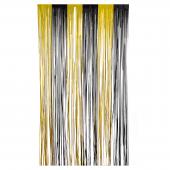 Fringe Party Curtain 96" - Black And Gold