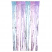 Pastel Rainbow Multicolor Metallic Foil Fringe Curtain 96"