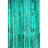 Value Metallic Foil Fringe Curtain 96" - Aqua
