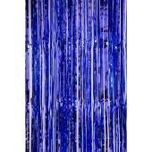 Value Metallic Foil Fringe Curtain 96" - Royal Blue