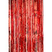 Value Metallic Foil Fringe Curtain 96" - Red