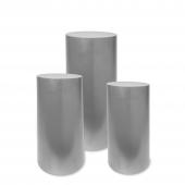 Decostar™ Metal Cylinder Pedestals Display 3pc/set - Silver