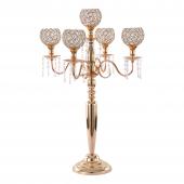 Crystal Candelabra Globe Seville, Five Arm 31"- Gold