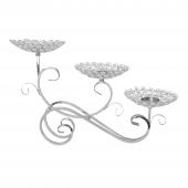 Crystal Bead Tabletop Low Candelabra - Silver