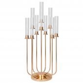 10 Head Candle Holder with Cylinder Shade 39" - Gold