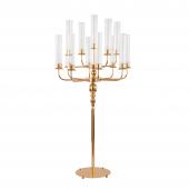 13 Head Candle Holder with Cylinder Shade 49" - Gold