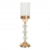 Metal Candle Holder With Cylinder Glass Shade 17¾" -  Gold
