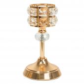 Metal Crystal Embellished Candle Holder 7¾" -  Gold