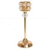 Metal Crystal Embellished Candle Holder 11½" -  Gold