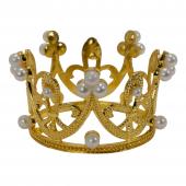 Decostar™ Metal Royal Crown with Rhinestones and Pearls - Gold