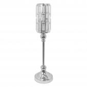 Metal Cylinder Candle Holder With Crystal 22" - Silver