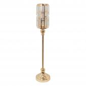 Metal Cylinder Candle Holder With Crystal 28" - Gold