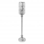 Metal Cylinder Candle Holder With Crystal 28" - Silver