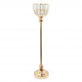 Metal Bowl Candle Holder With Crystal 25" - Gold