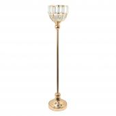 Metal Bowl Candle Holder With Crystal 28" - Gold