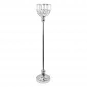Metal Bowl Candle Holder With Crystal 28" - Silver