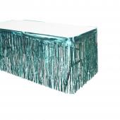 Metallic Foil Table Skirt 14ft - Aqua