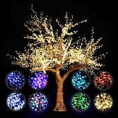 Lighted Cherry Blossom LED Tree - AC Adapter - 2400 LEDs - RGBW w/ Remote & Many Functions! - 10FT Tall